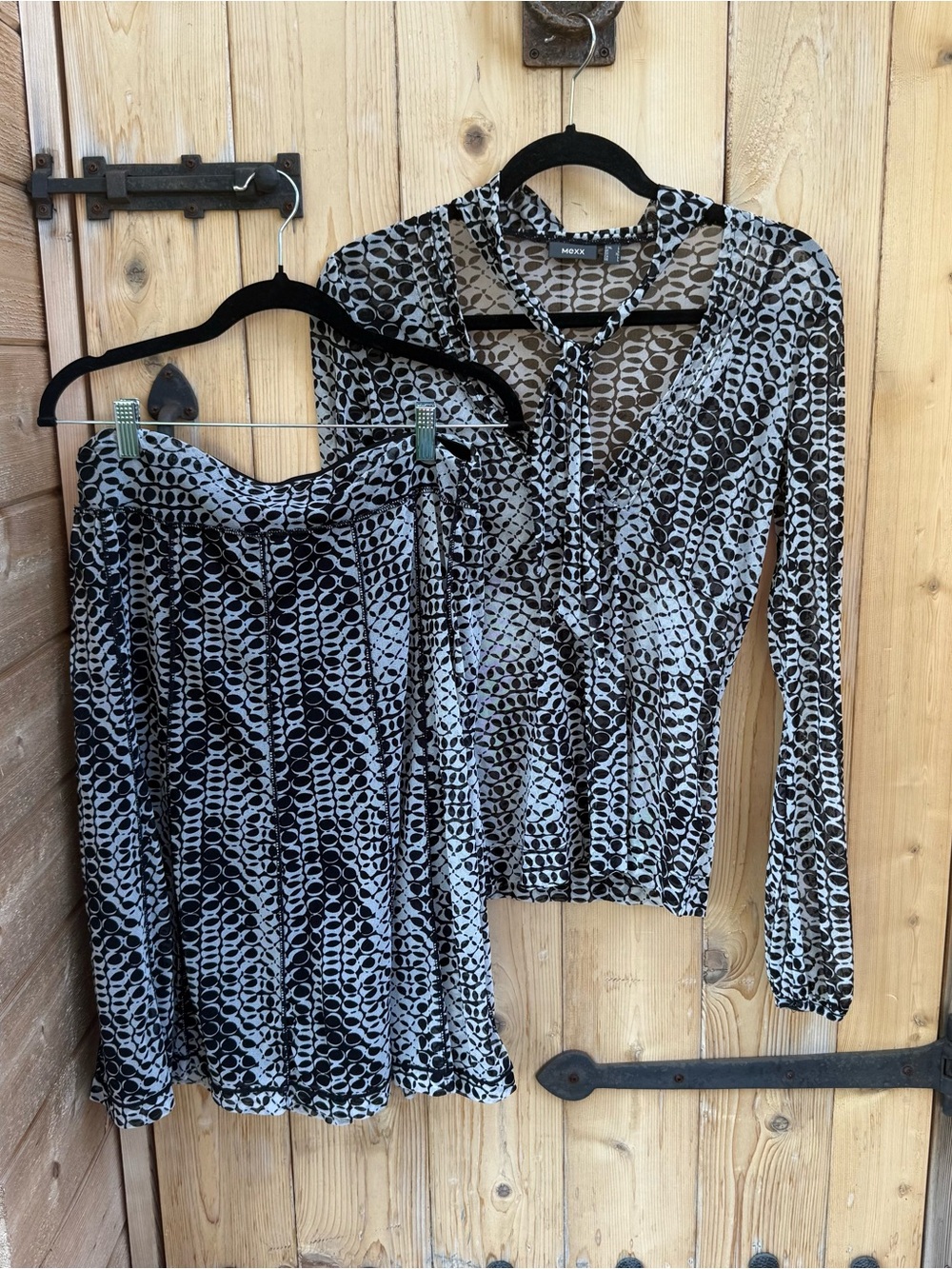 Vintage Mexx Y2K Sheer Mesh Matching 2 piece set Retro Mod Skirt & Blouse
